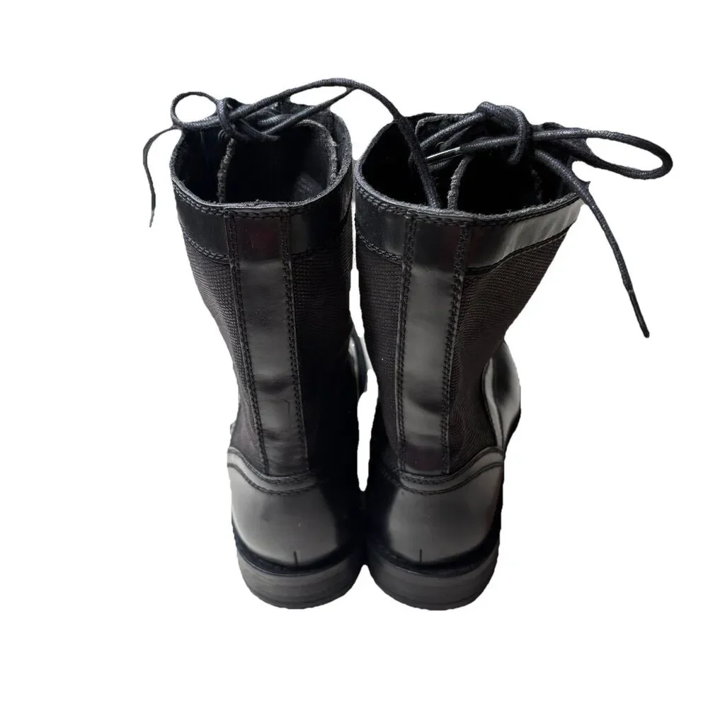 Kenneth Cole Mind-Set Zip High Boots Shoes Black Leather Size 8 Mens Lace / Zip
